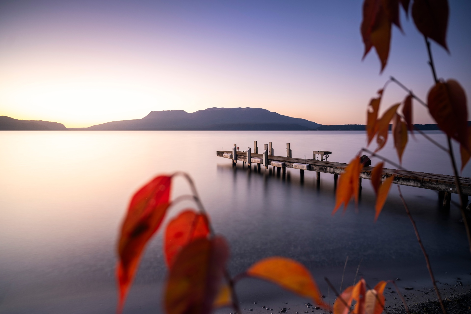 Long exposure of a jetty at dusk